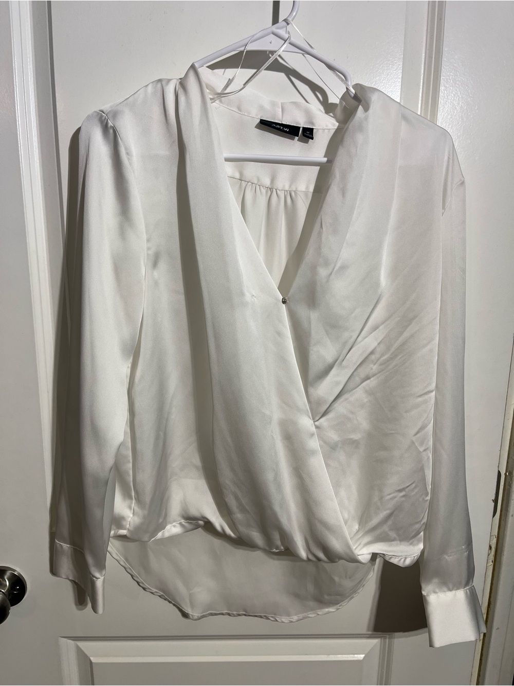 Apt. 9 White Satin Wrap Blouse